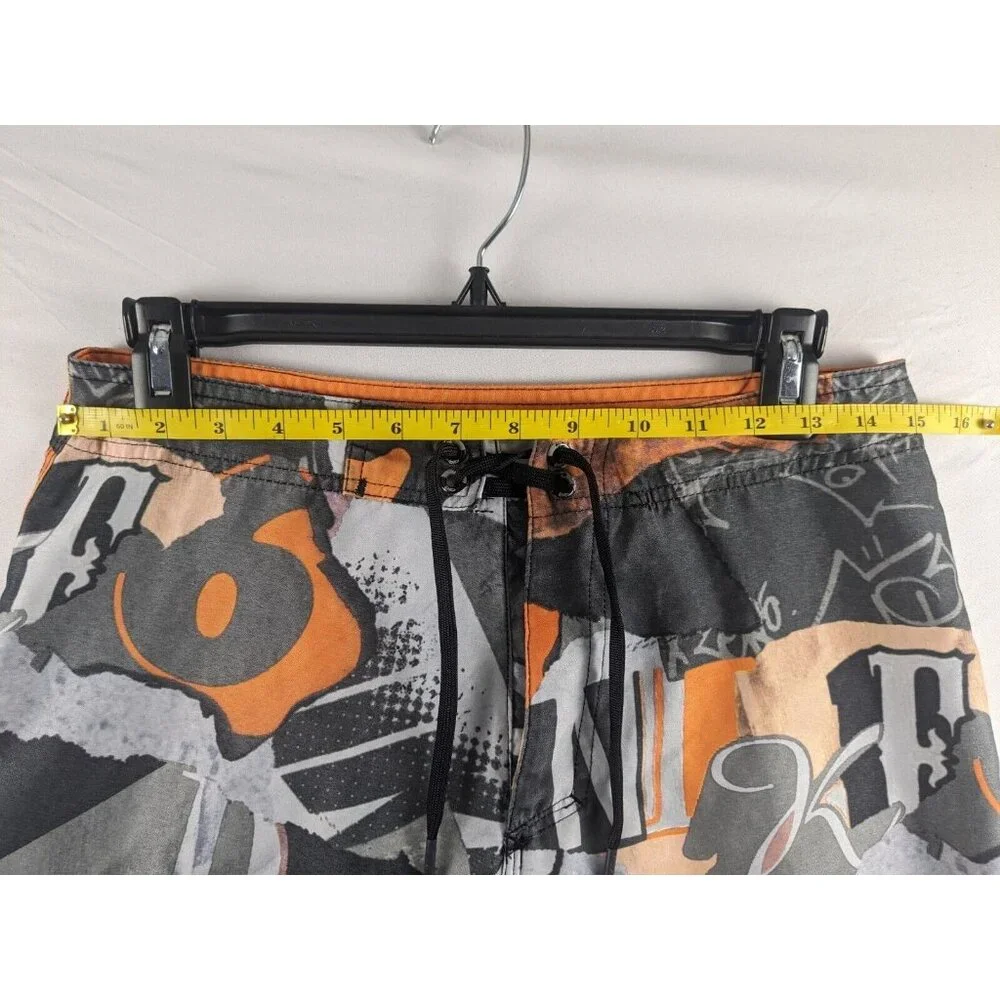 Nike 6.0 Board Shorts Boys Size 16 Orange Grey Black Graphic Print‎ Swim Trunks
